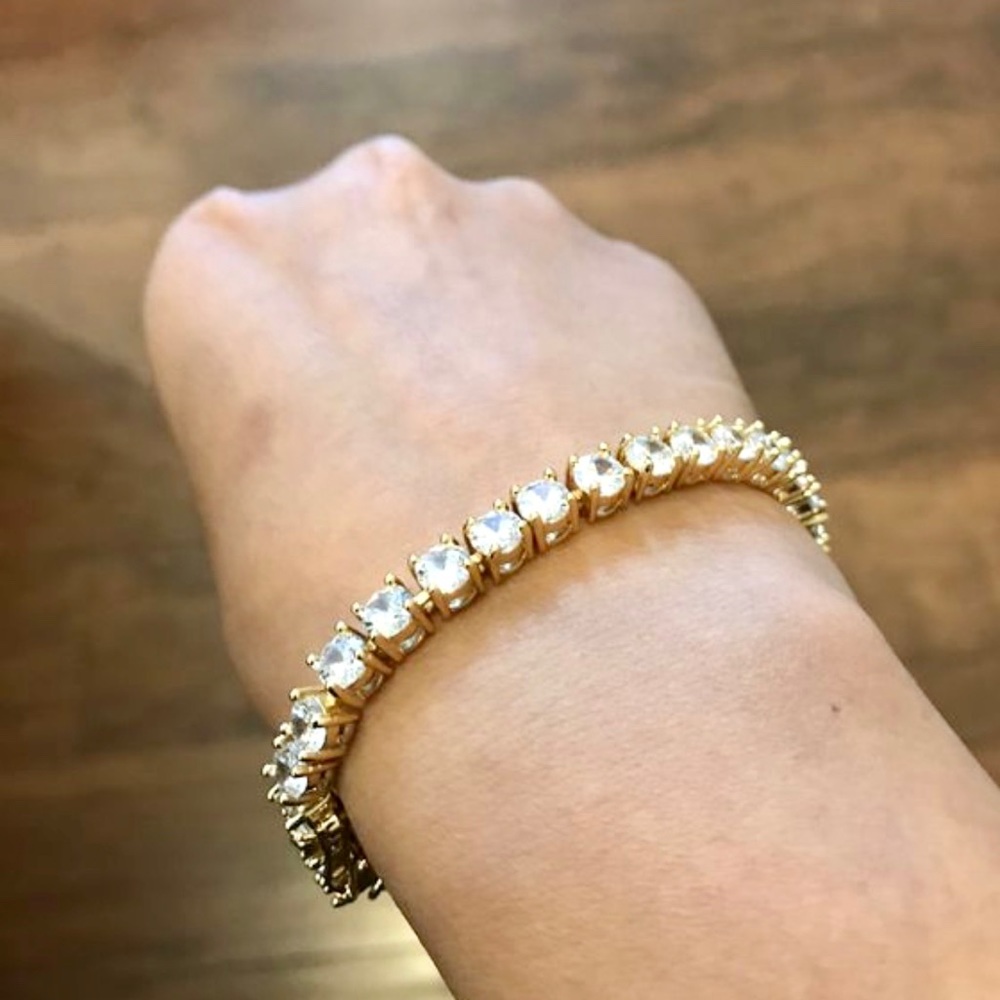 Yellow gold plated tennis bracelet